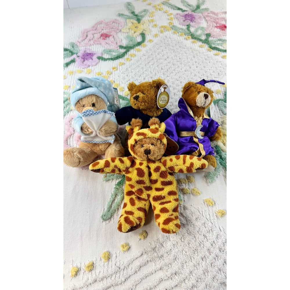 March of Dimes Bean Bag Bears Lot of 4 Giraffe Wizard #1 Dad Pajamas Plush Toy
